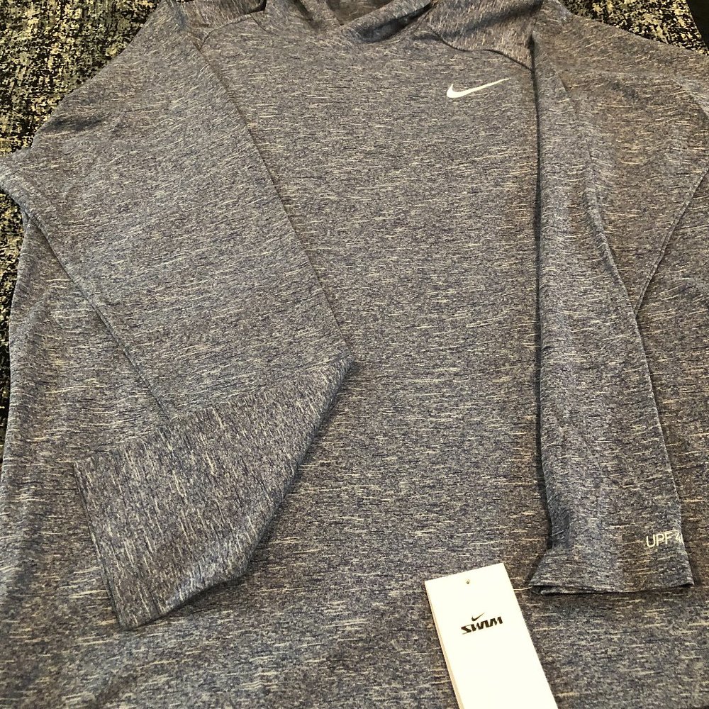 NIKE SWIM DRI-FIT HEATHER LONG SLEEVE HOODED SHIRT SIZE "L"